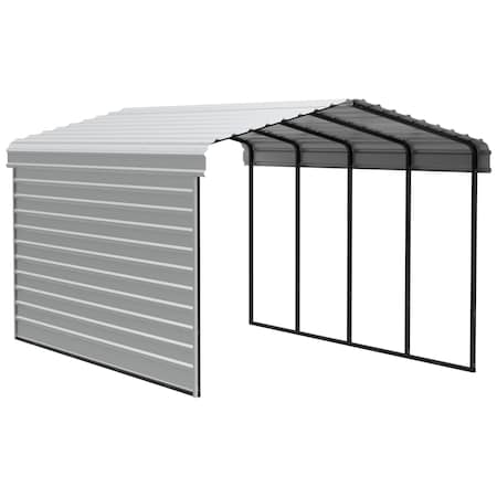 Arrow Storage Products Galvanized Steel Carport, W/ 1-Sided Enclosure, Compact Car Metal Carport Kit, 12'x20'x9', Eggshell CPH122009ECL1
